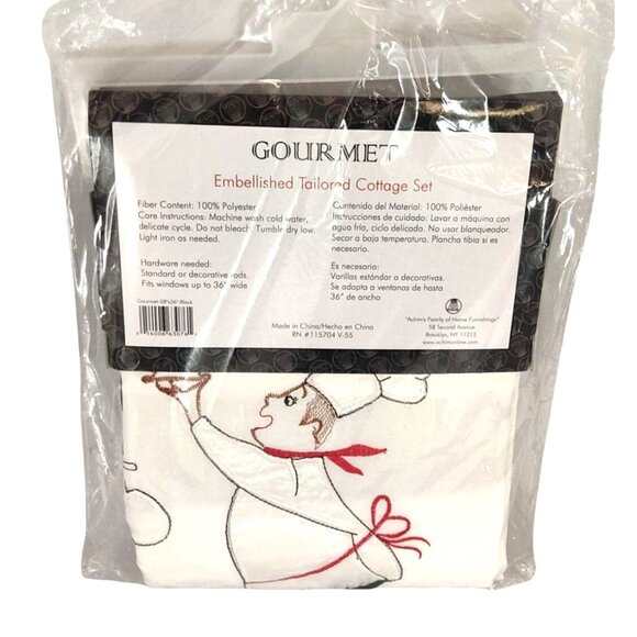 Gourmet Embellished Chef Tailored Cottage 58 X 36" Polyester Complete Window Set - Picture 2 of 8